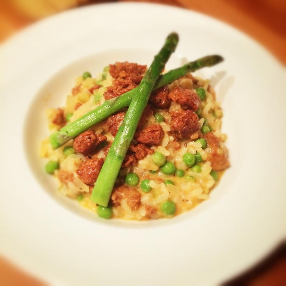 Spanish Sausage and Asparagus Risotto