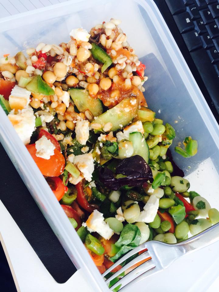 Cheats Salad – An Edamame, Chickpea, Aubergine and Feta Delight – 7sp