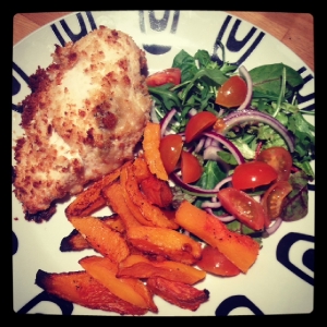 Chicken Kiev with Butternut Squash Chips and Salad – 8sp