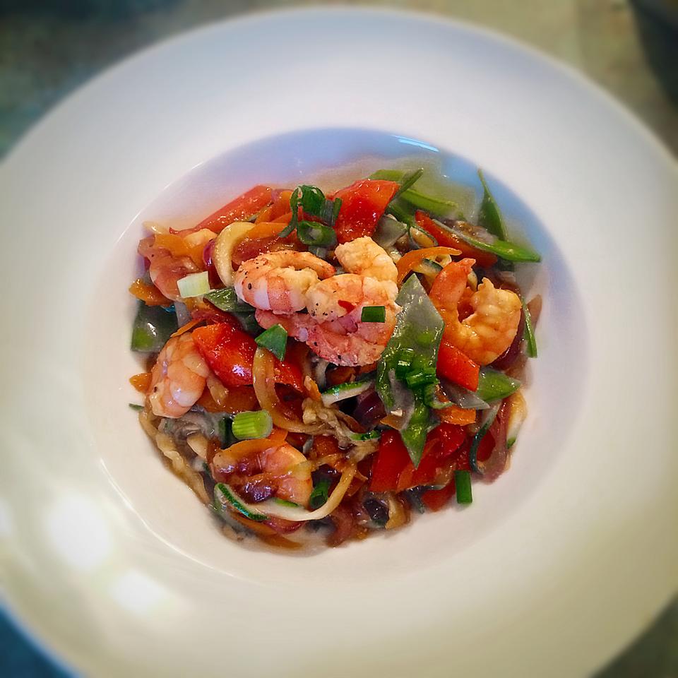 Spicy Prawn Stir Fry with Carrot and Courgette Noodles – 4sp