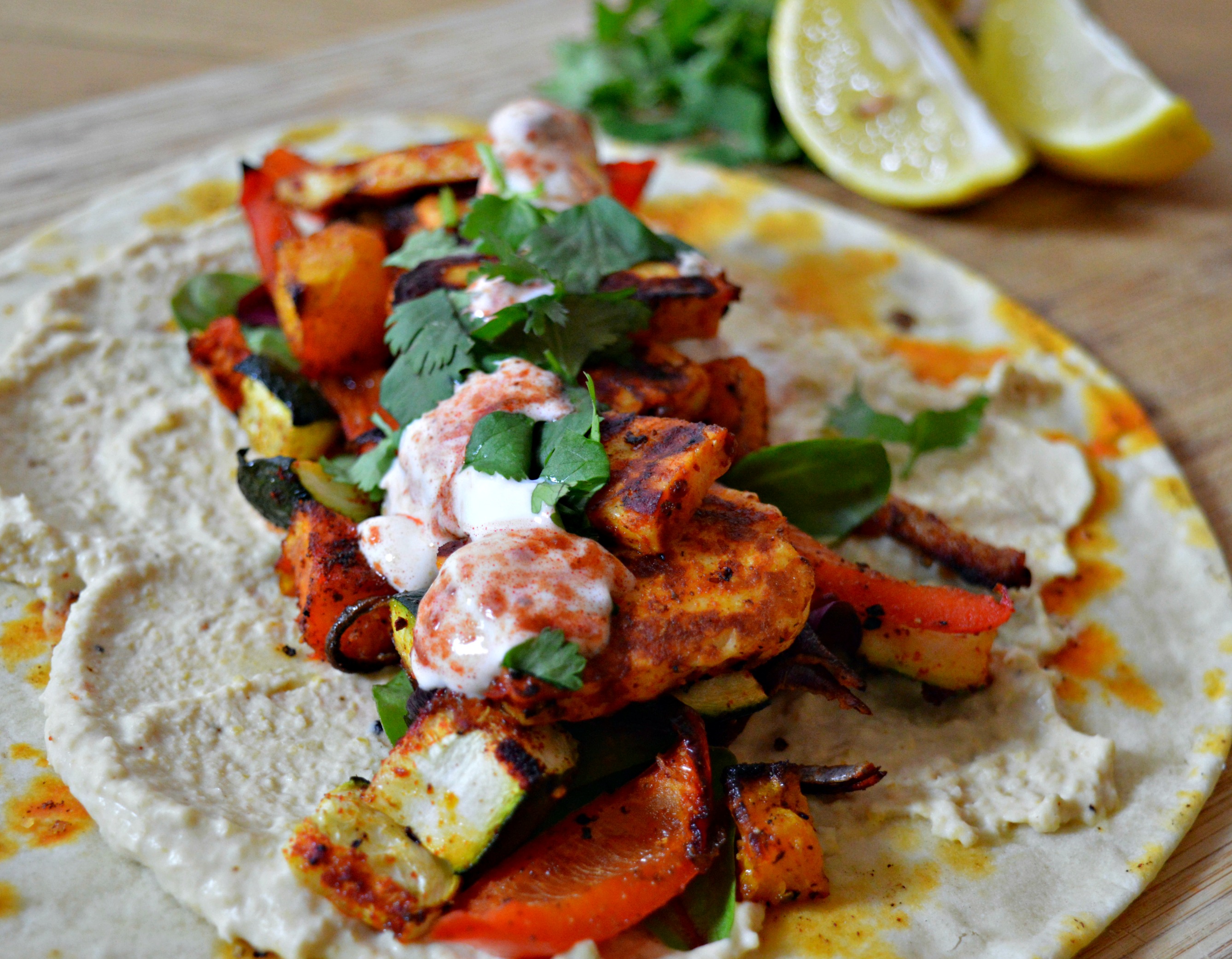 Harissa Halloumi and Roasted Vegetable Wraps – 10sp