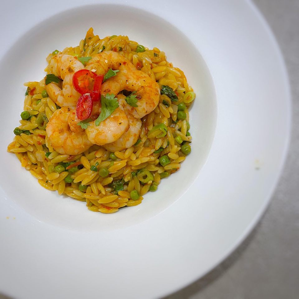 Harissa Prawn Orzo